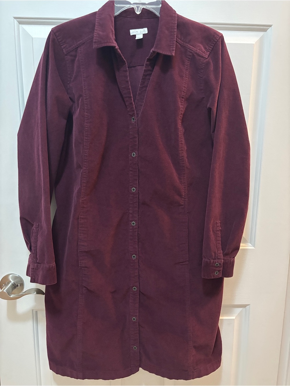 J.Jill Burgundy Corduroy Button-Front Dress Medium EUC